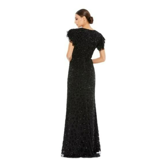 Mac Duggal $598 Black Beaded Embellished Long Maxi Dress Formal Gown 12 NEW - Picture 5 of 10